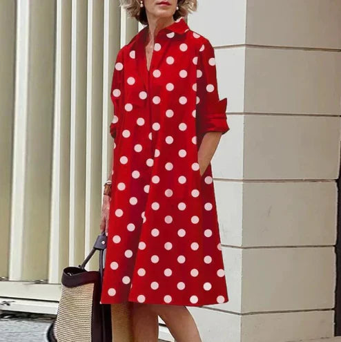 Women's solid-color shirt dress