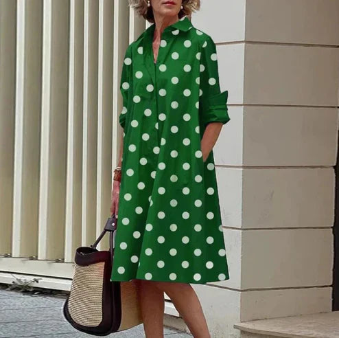 Women's solid-color shirt dress