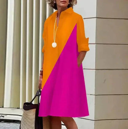 Women's solid-color shirt dress