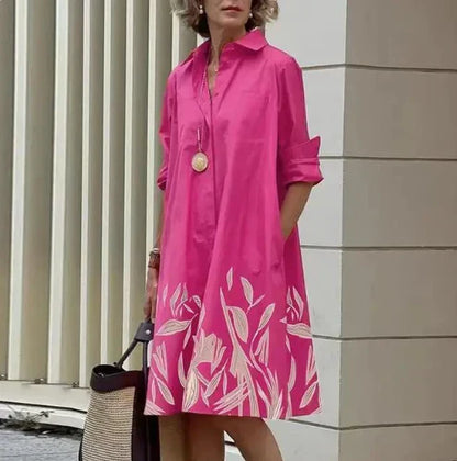 Women's solid-color shirt dress
