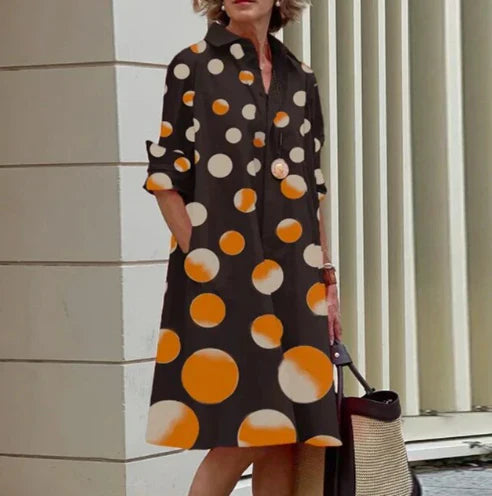 Women's solid-color shirt dress