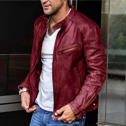 All-season leather jacket, elegant style