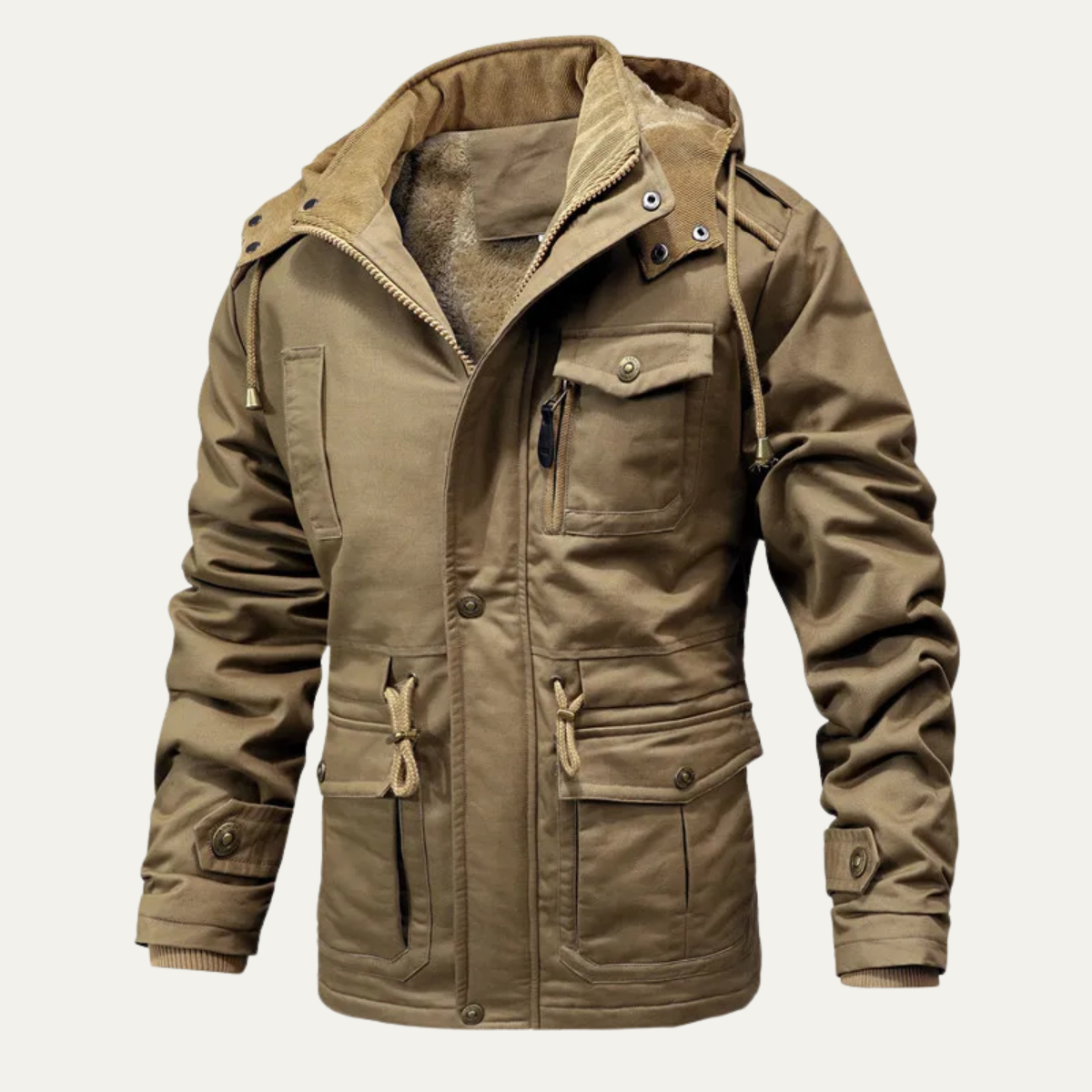 Waterproof Mens Hooded Cargo Parka with Extra Pockets