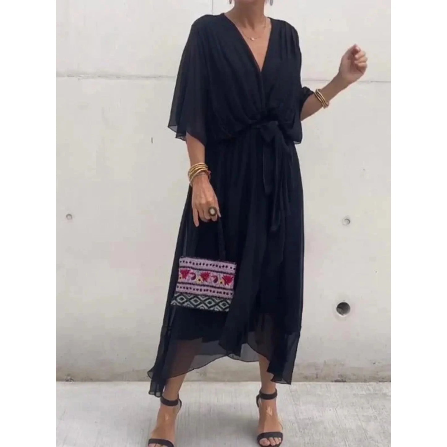 Women V-Neck Dress | Stylish Silk Chiffon
