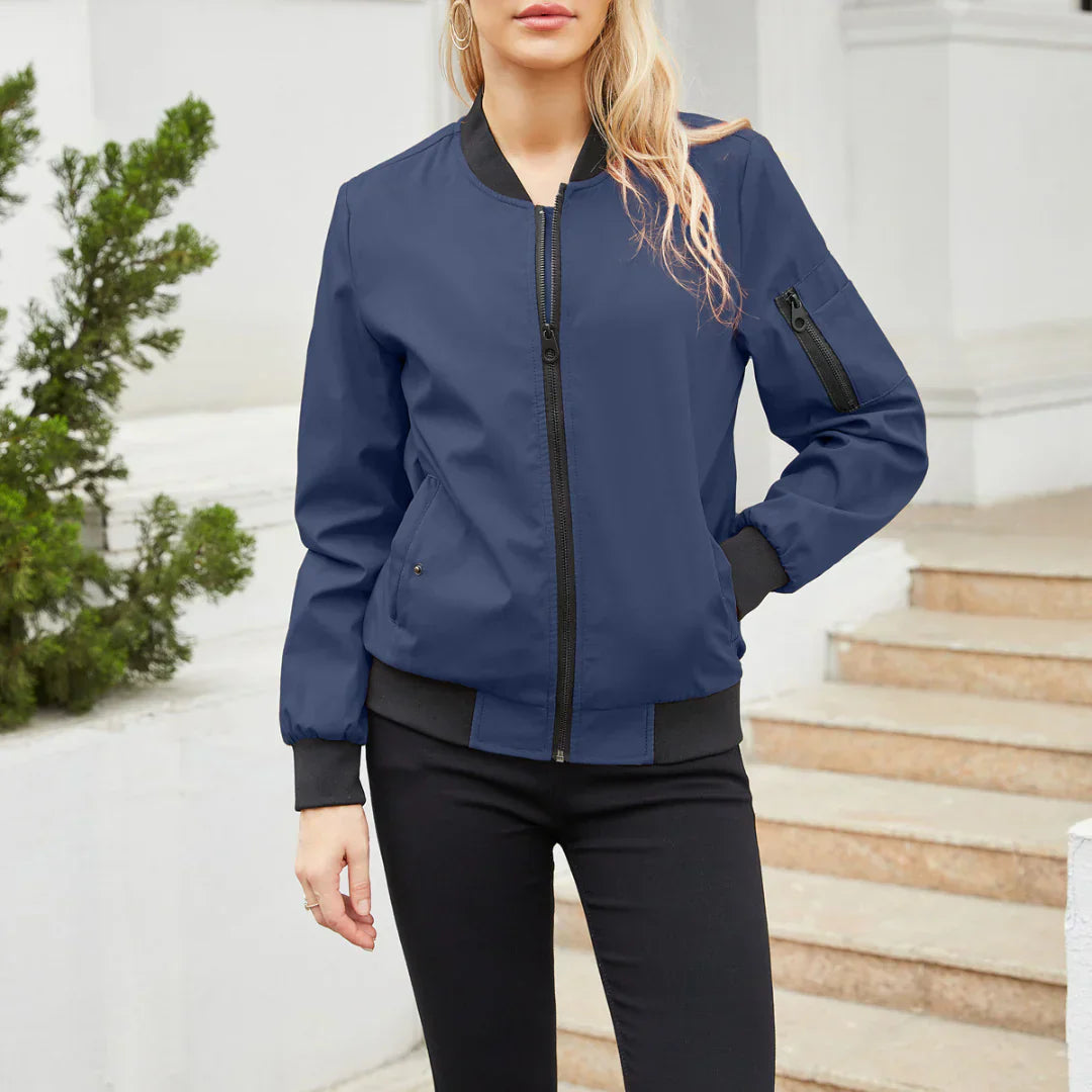 Women's Casual Bomber Jacket: Varcity Style