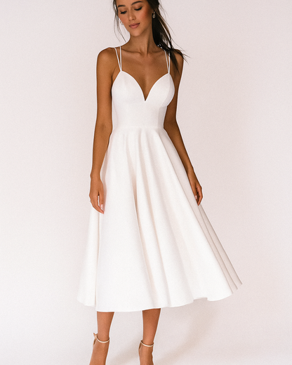 Women's Formal V Neck Party Midi Dress