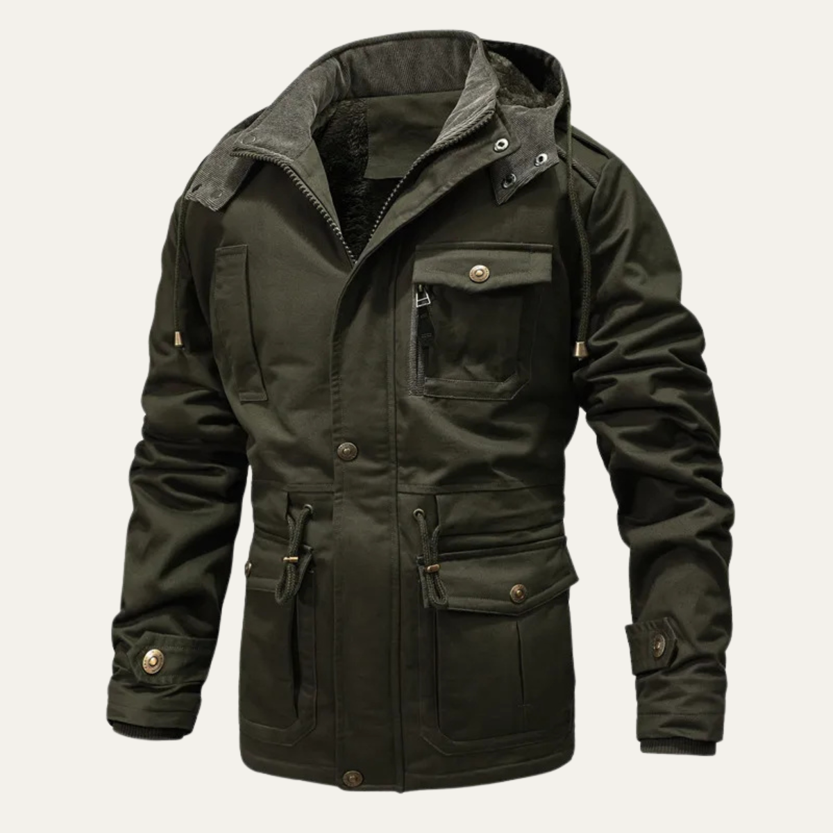 Waterproof Mens Hooded Cargo Parka with Extra Pockets - Nocini