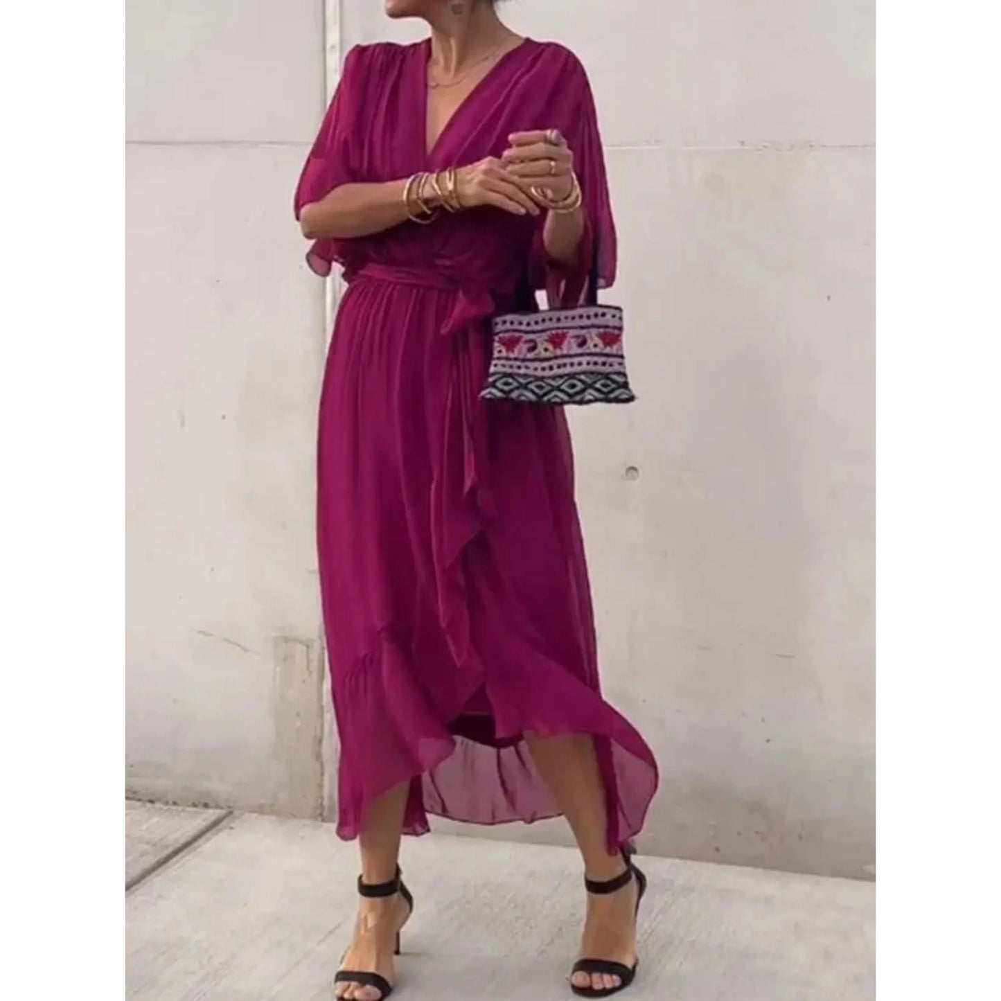 Women V-Neck Dress | Stylish Silk Chiffon