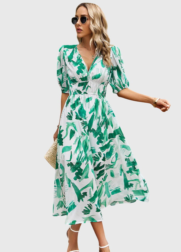 Chic Floral Knee Length Dress