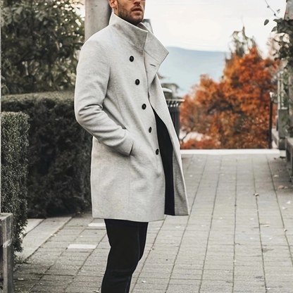Warm Men's Wool Blend Winter Long Coat