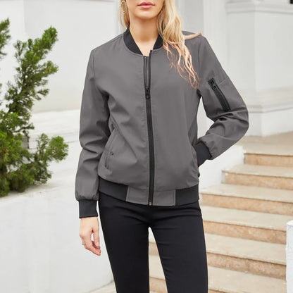 Women's Casual Bomber Jacket: Varcity Style