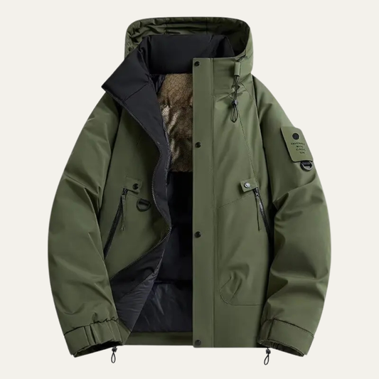 Warm Men's Ski Hooded Parka with Fleece Inside - Nocini