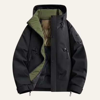 Warm Men's Ski Hooded Parka with Fleece Inside