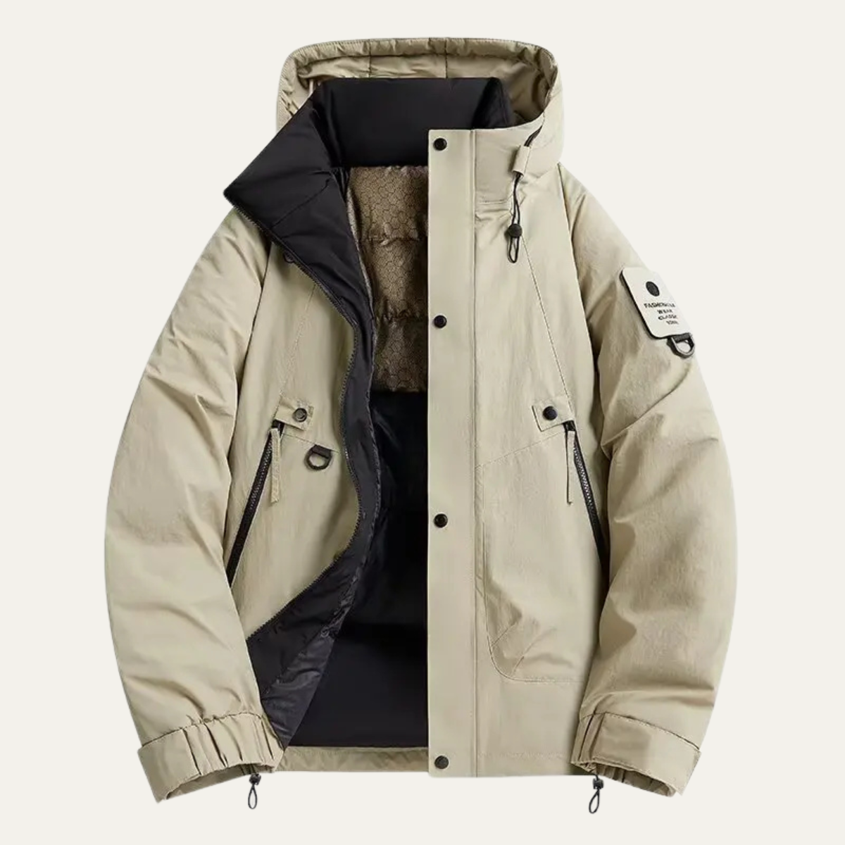 Warm Men's Ski Hooded Parka with Fleece Inside