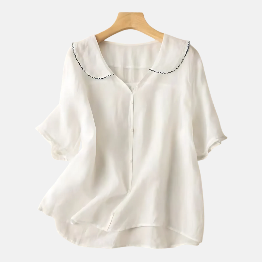 Vintage Ladies Casual Blouse with Ruffled Collar