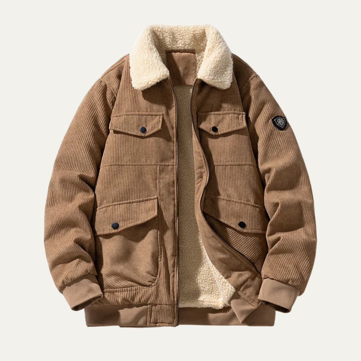 Warm Mens Corduroy Sherpa Lined Winter Coat