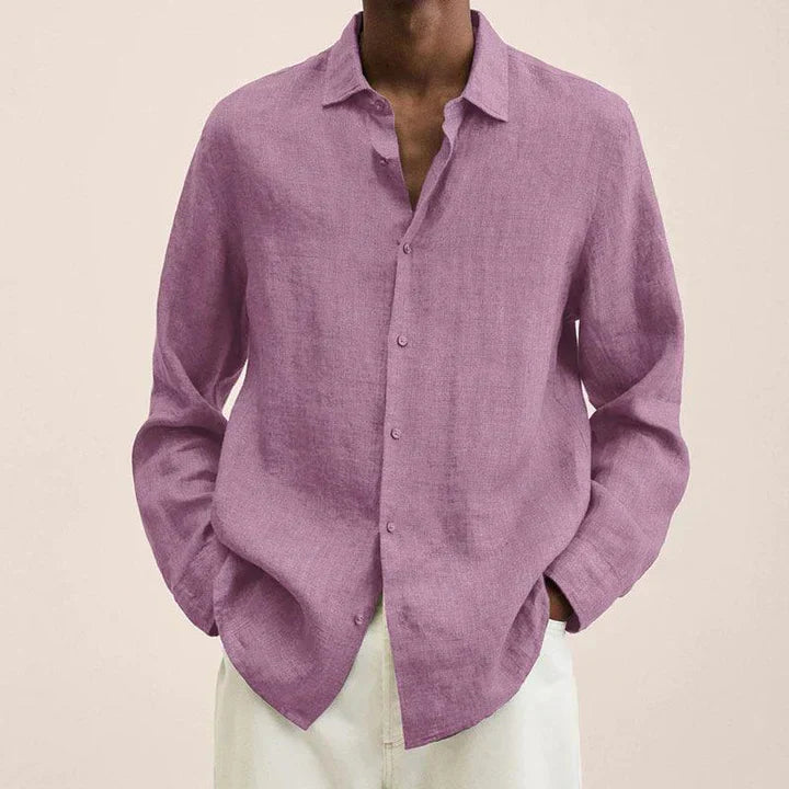 Versatile and lightweight men's linen shirt, elegantly styled