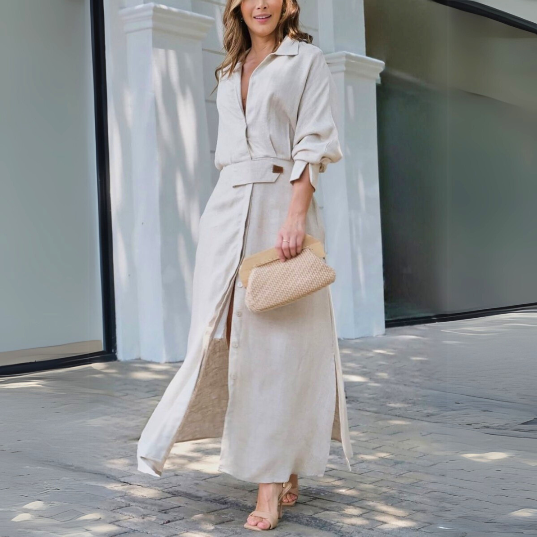 Beautiful Long V Neck Evening Dress - Olytrend