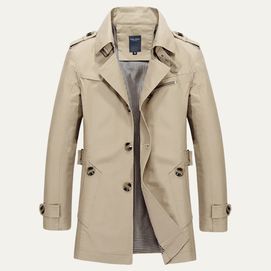 Waterproof Men's Classic Double Breasted Trench Coat - Nocini