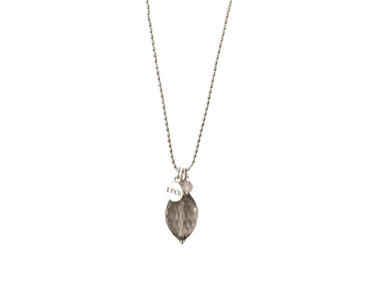 Beatrix necklace with smoky quartz and rose quartz