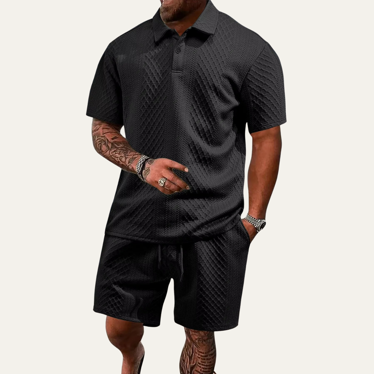 Breathable Mens Summer Polo Shorts Set - Casual Beach Wear