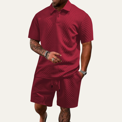 Breathable Mens Summer Polo Shorts Set - Casual Beach Wear