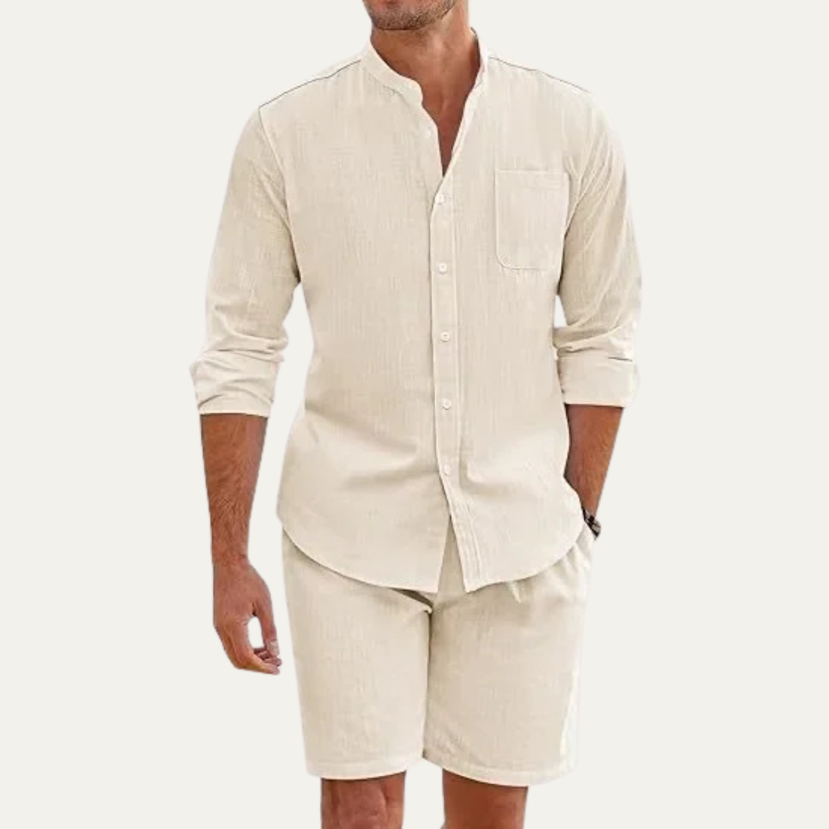 Breathable Mens 2 Piece Cotton Summer Suit