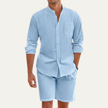 Breathable Mens 2 Piece Cotton Summer Suit