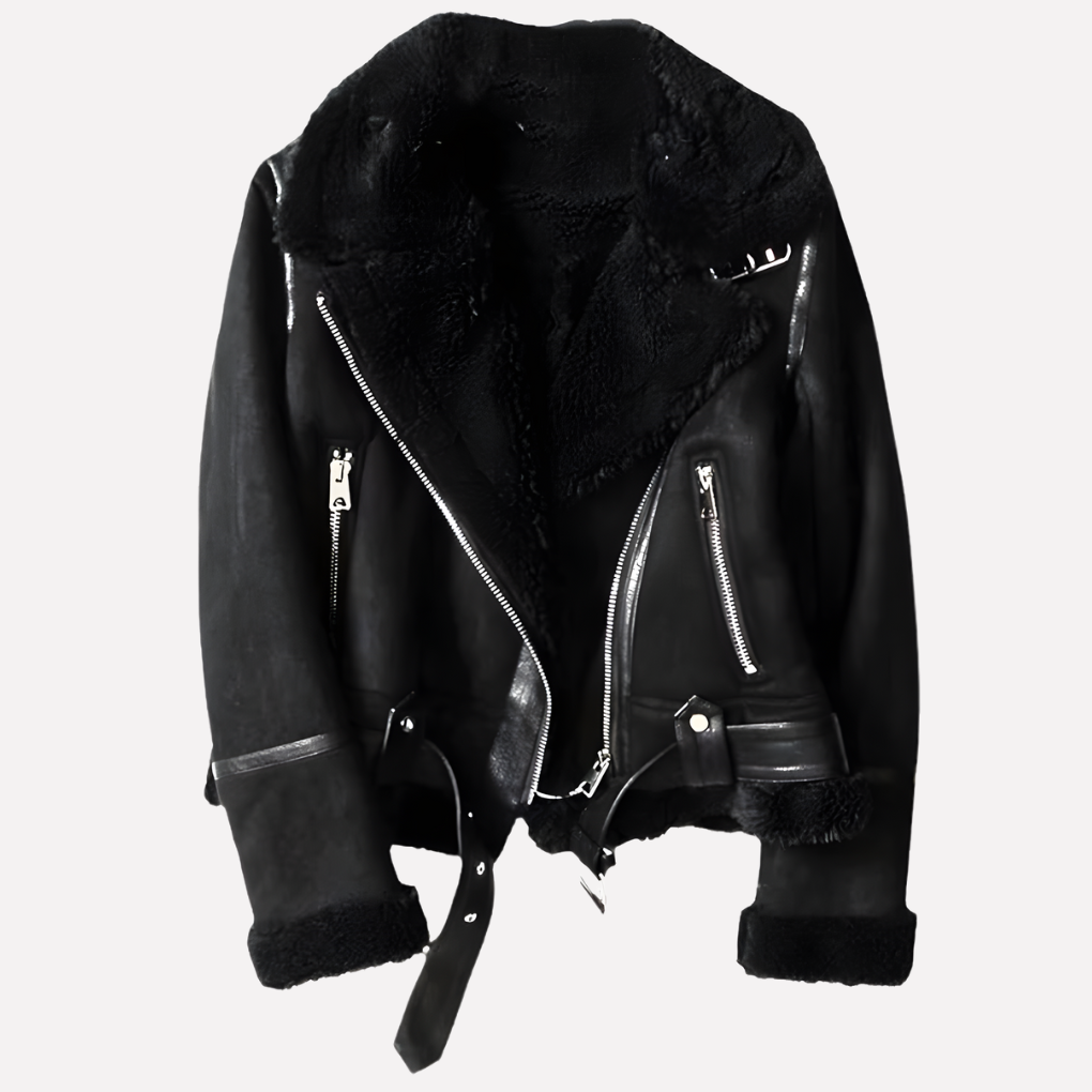 Warm Women's Coat with Fleece Lining and Waist Belt