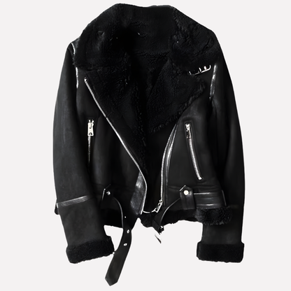 Warm Women's Coat with Fleece Lining and Waist Belt
