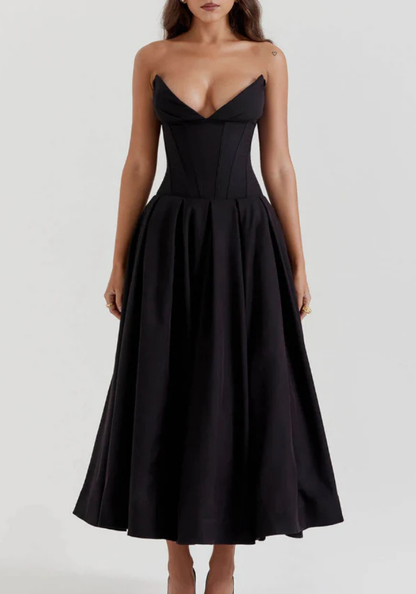 Women's Corset Strapless Dress | Midi Dress