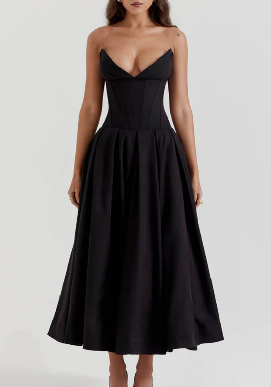 Women's Corset Strapless Dress | Midi Dress