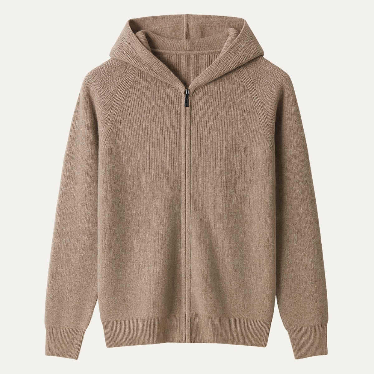 Warm Merino Wool Hooded Zip Up Sweater - Nocini
