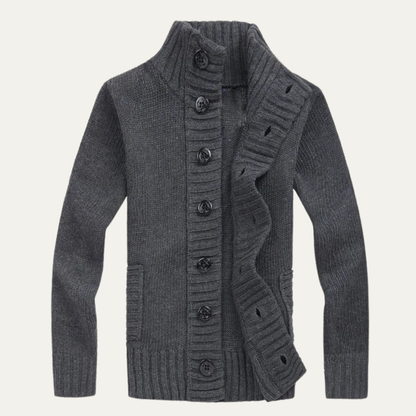 Warm Men's Crew Neck Knit Winter Cardigan Sweater