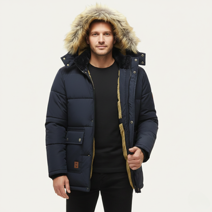 Waterproof Men's Fleece Hooded Winter Coat