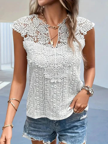 Barbara - High V-neck with lace