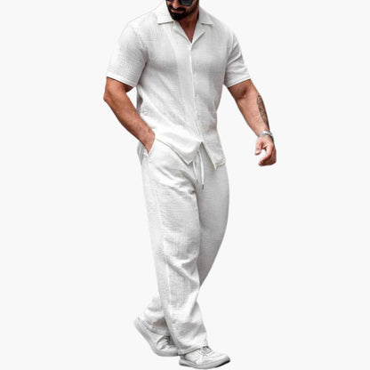 Casual Mens 2 Piece Short Sleeve Shirt Set