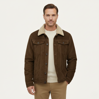 Warm Mens Corduroy Fleece Lined Winter Coat