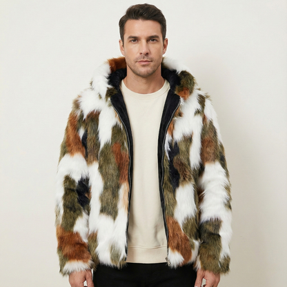 Warm Men's Faux Fur Hooded Parka Coat
