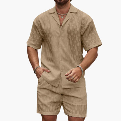 Breathable Summer Mens Shorts Shirt Set
