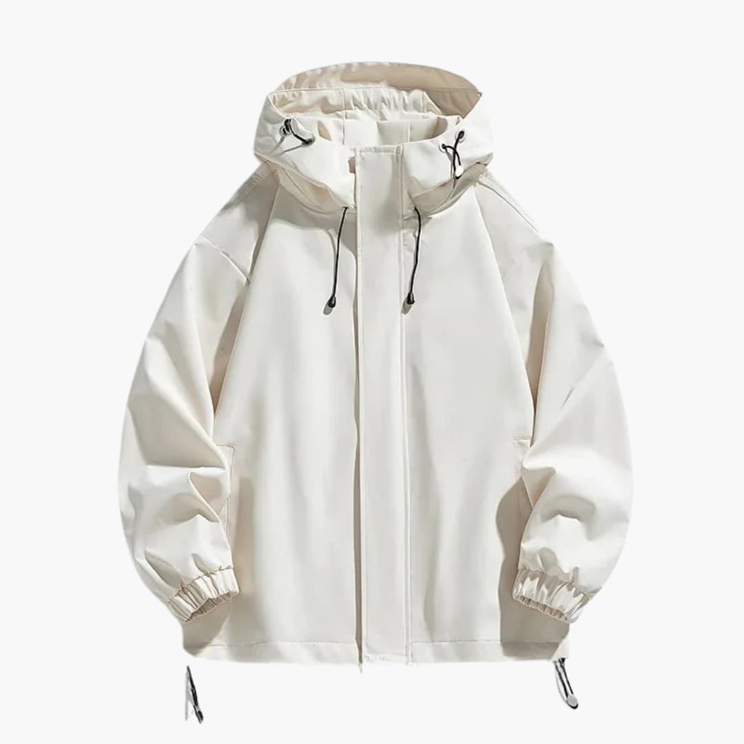 Waterproof Hooded Zip Up Mens Jacket with Adjustable Hem
