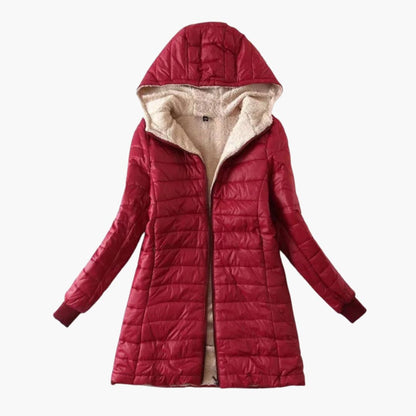 Warm Women's Parka Coat with Zip and Hood - Olytrend