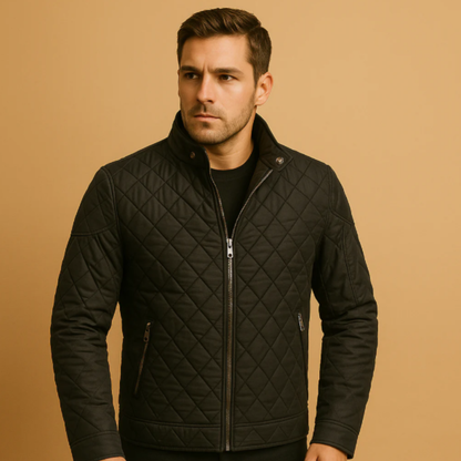 Waterproof Men's Quilted Jacket with Zipper Pockets