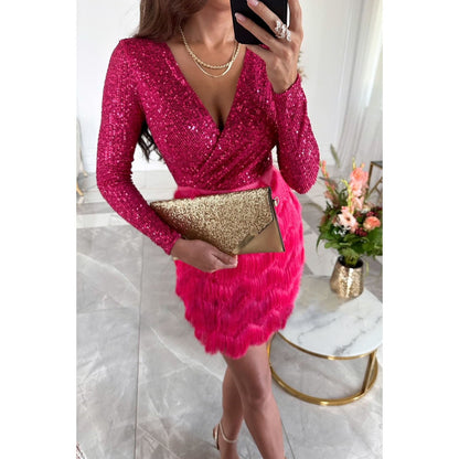 Beatrix | Festive Glitter Mini Dress for Women