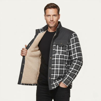 Warm Plaid Check Men's Winter Coat