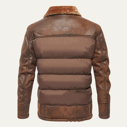 Warm Quilted Faux Leather Men's Winter Jacket