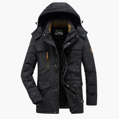 Waterproof Men's Parka Coat with Fleece and Adjustable Hood - Olytrend
