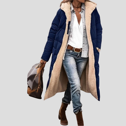 Warm Women's Parka Coat - Hooded Faux Fur Lined