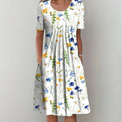 Chic Floral Summer Dress with Pocket Detail