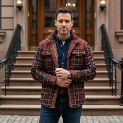 Warm Plaid Check Men's Winter Coat